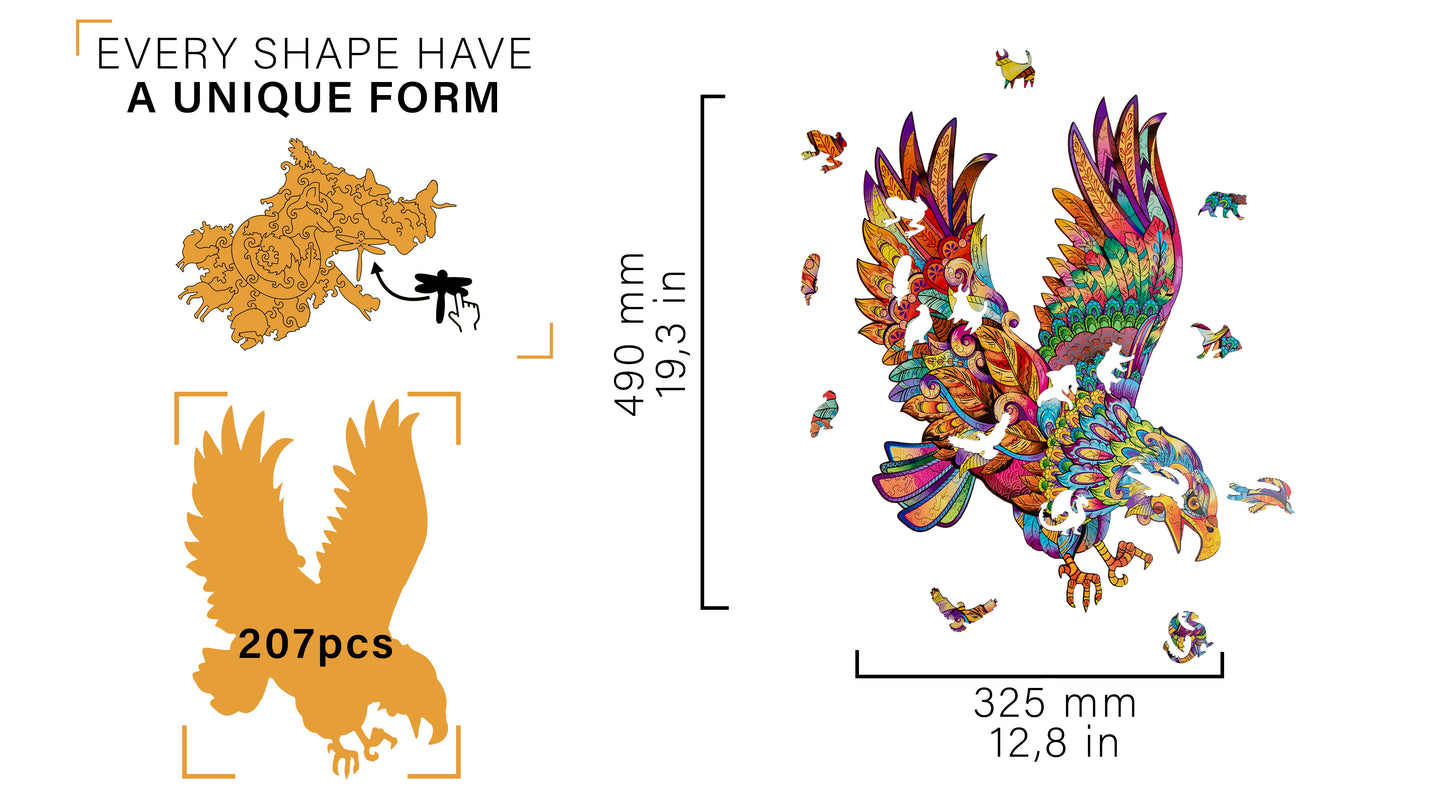 Rompecabezas de madera Woodvio™ Águila (49 x 33 cm)
